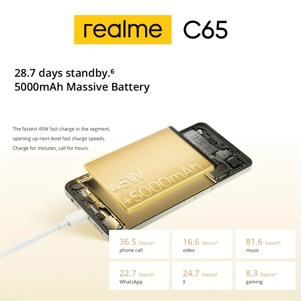 Realme C65 6.67 بوصة 8 + 256 جيجابايت Helio G85 An...