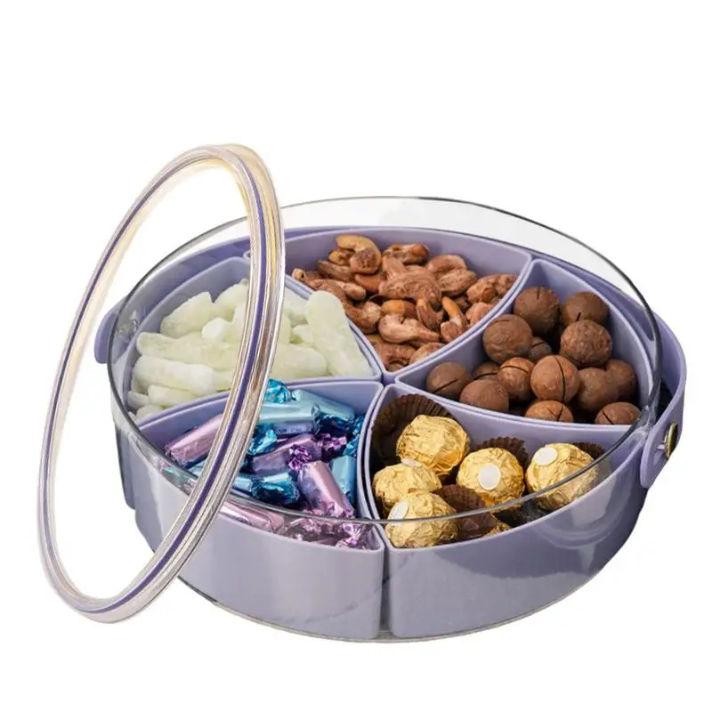 

Divided Serving Tray Party Tray Food Platter With Handle 5 Compartment Portable Snack Platters Clear Organizer For Nuts Fruits