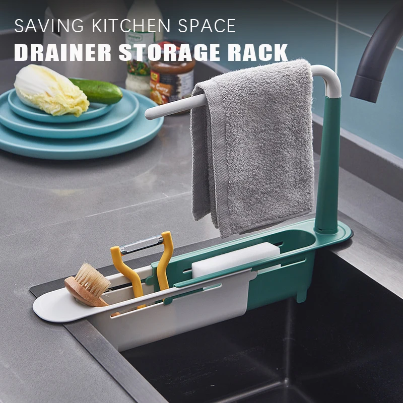 

Kitchen sink rack retractable drain rack drain basket rag finishing rack