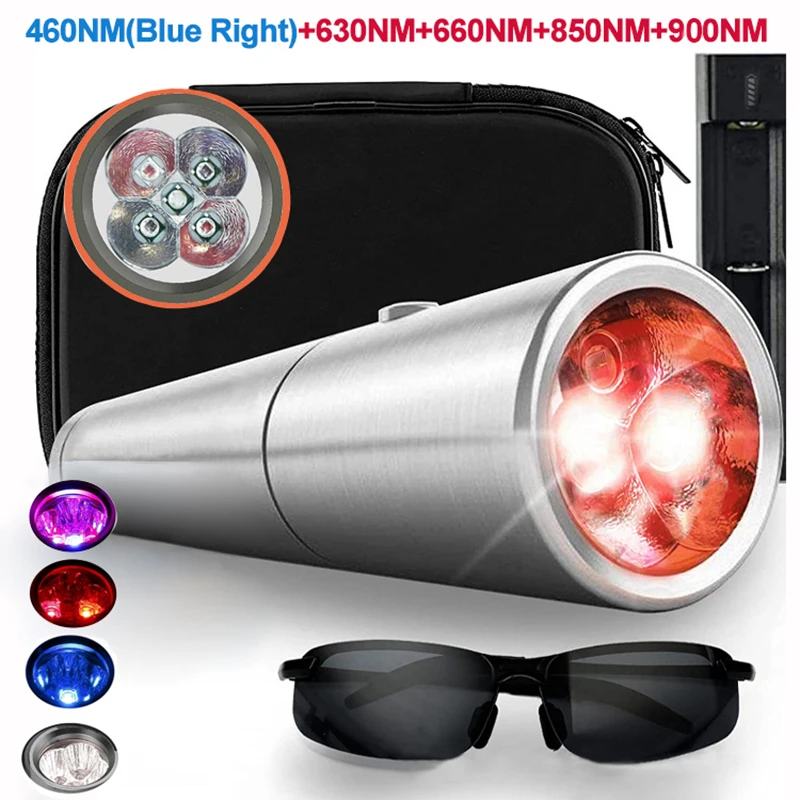 Blue & Red Light Therapy Device with 5 Wavelengths Near Infrared 900nm Light Therapy for Body Relief Acne Treatment Skin Health