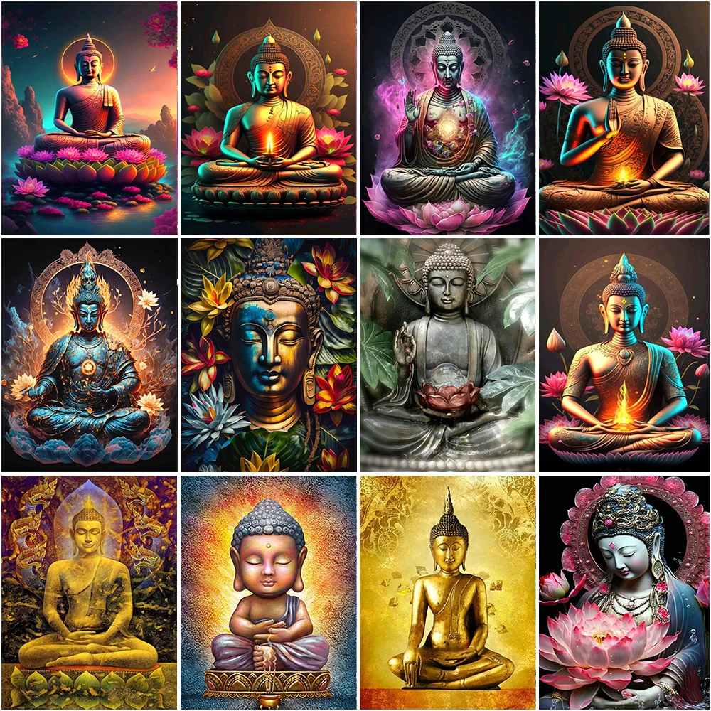 Portrait5DDiamondPaintingBuddhaStatueLotusDiamondPainting