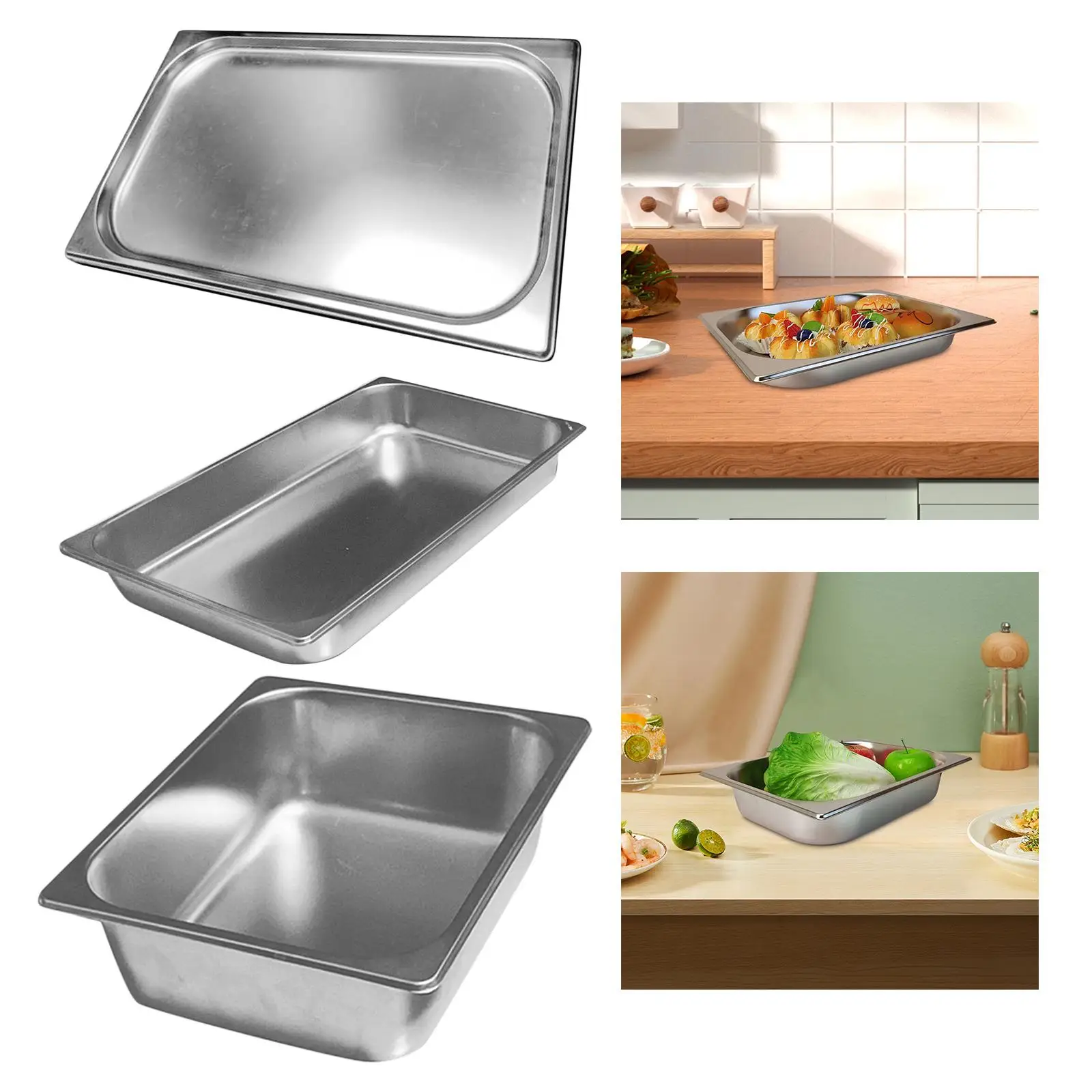 Stainless Steel Food Pan Non Stick Easy to Clean Serving Tray for Eid Celebration