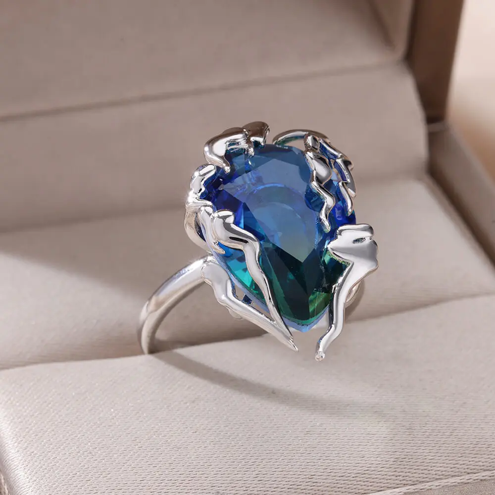 Zircon Ring Stainless Steel Adjustable Water For Women