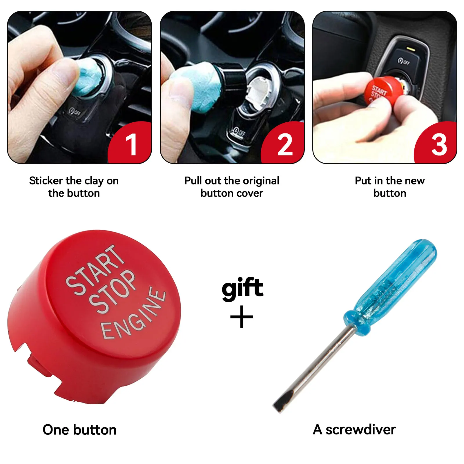 Dashboard Lamp Switch Cover Red Engine Start Stop Switch Push Button Replace Cover For BMW 1 2 3 4 5 6 7 X1 X3 X4 X5 X6 series F Chassis F20 F21 F30 F31 F48
