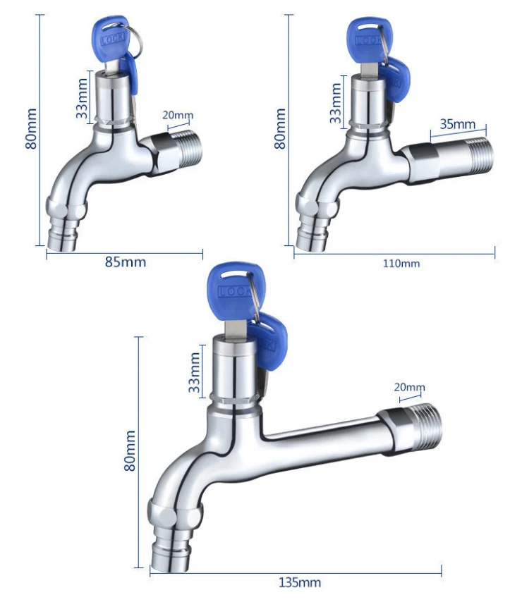 Washing Water Tap with Lock Key Copper Faucet Single Outdoor Anti-theft Faucet Sensor Kitchen Outdoor