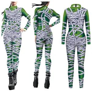 Women Men Human Body Mummy Skull 3D Printed Jumpsuit  Skeleton Halloween Cosplay Costume