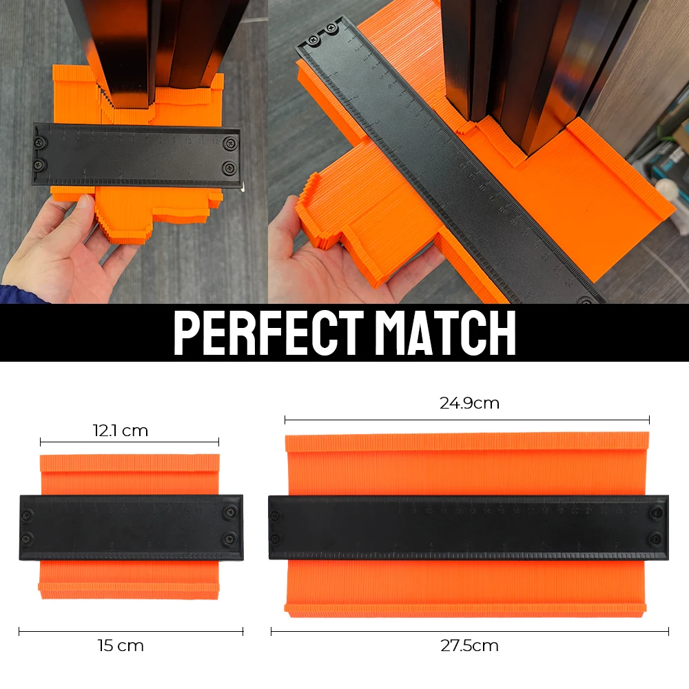 Laminate Tile Contour Gauge with Adjustable Lock - Precision Alloy Edge Shaping and Wood Measurement Tool