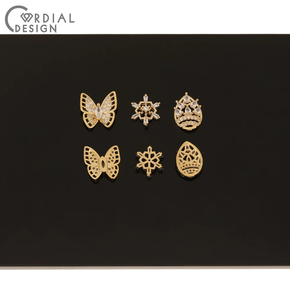 Cordial Design 30Pcs Genuine Gold Plating/Cubic Zircon/Jewelry Findings & Components/Multi Shapes/DIY Fingernail Accessories - cordial
