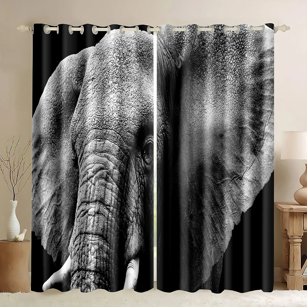 

Elephant Window Curtains 3D Print Elephant Print Curtains Animal Theme Wild Animal African Wildlife Theme Blackout Curtains