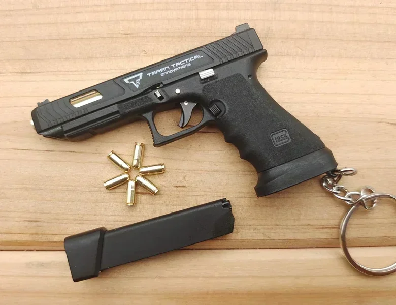 2024 NEW 1:3 G17 G34 TTI Taran Tactical Alloy Empire PUBG Mini Pistol Keychain Gun Fidget Shell Ejection Free Assembly 2