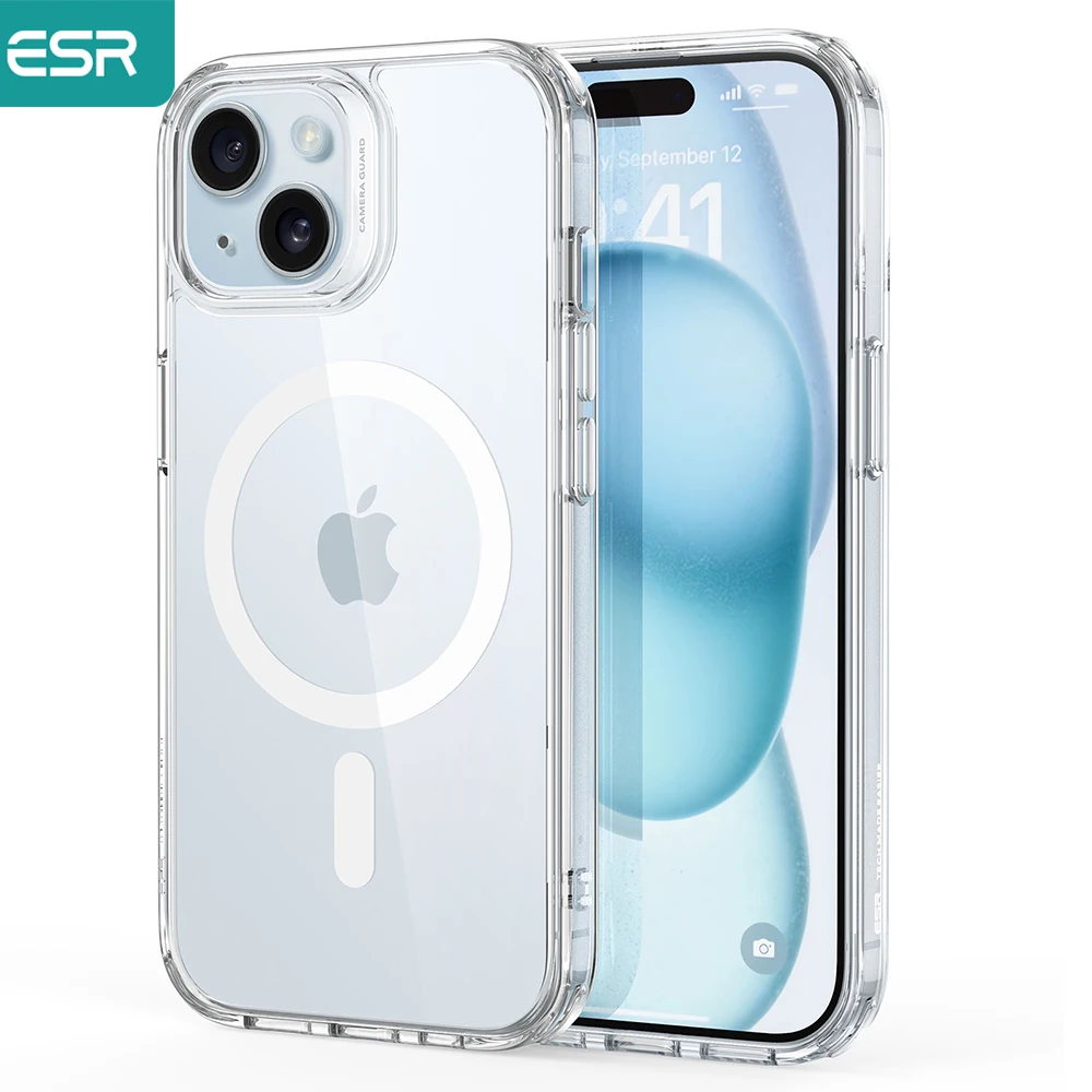 

ESR for iPhone 15 15 Pro Max MagSafe Case for iPhone 15 Pro Classic Hybrid Case for iPhone15 Plus Clear Back Cover with HaloLock