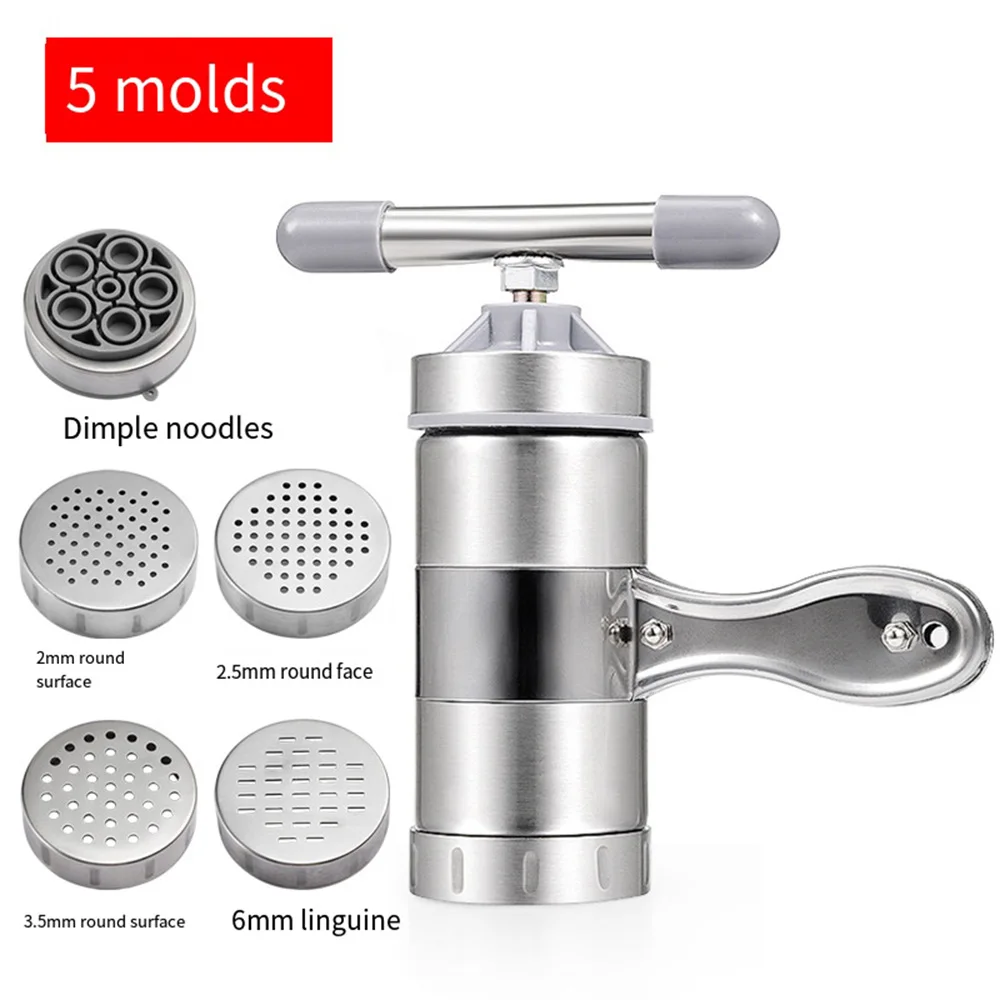 

Ручной аппарат для изготовления лапши, Ручной пресс, машина для изготовления макаронных изделий из нержавеющей стали, 5 форм для домашней кухни, гаджеты, бытовые приспособления, 국기기기