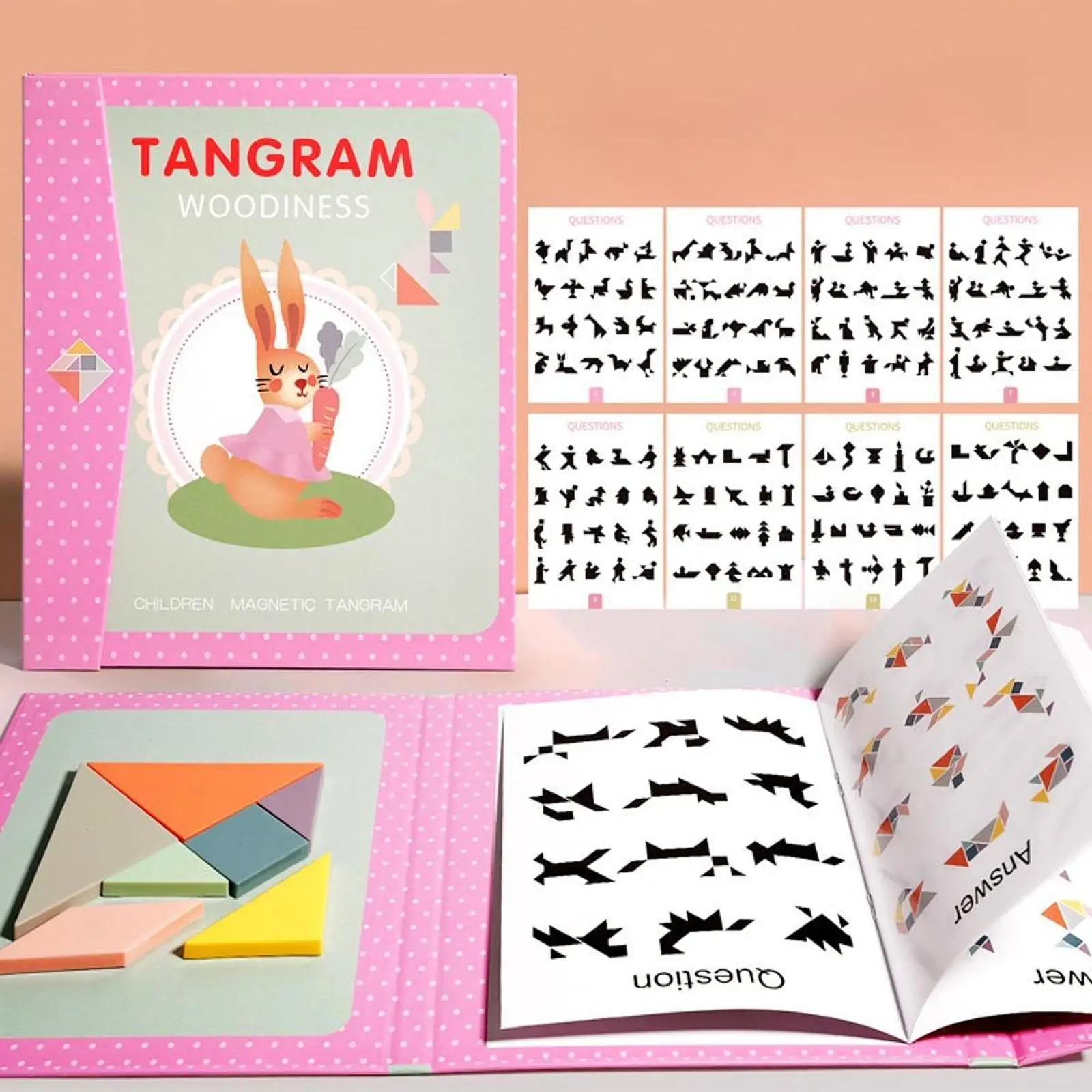 Tangram Puzzle Fun Color Perception Travel Game Shape Pattern Block for Children Kids Adults Boys Girls Preschool Birthday Gift 4