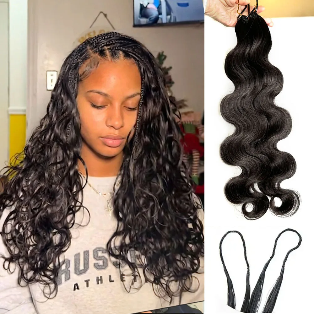 Body Wave Boho Braids 100% Raw human hair Extensions Miracle Knots Crochet Human Hair For Braiding Feathered Human Crochet Hair 1