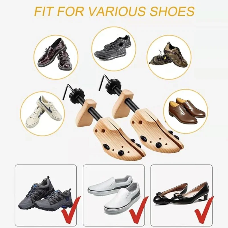 1Pc Woden Shoe Stretcher Women and Men's Shoe Widener Adjustable Wood Shoe Shaper Expander for Wide Feet Stretch Length & Width 3