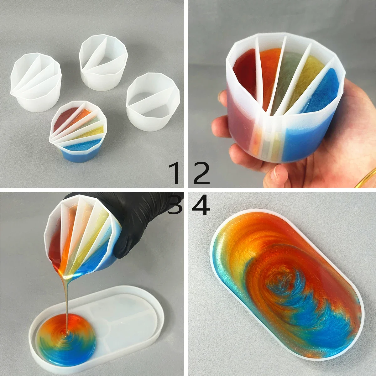 Silicone Split Cup for Paint Pouring and Color Mixing
