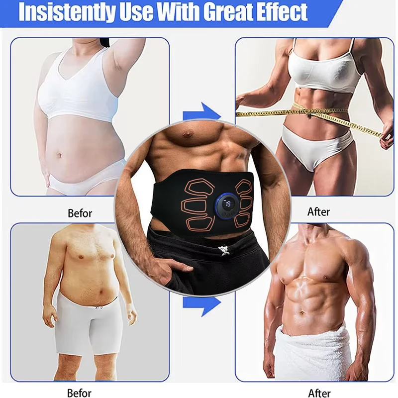 Electric Abdominal Toning Belt Smart EMS Muscle Stimulation Muscle Toner Ab Trainer Body Shaping Lose Weight Fitness Massager