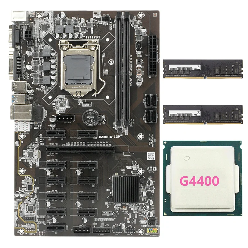 Семейная материнская плата для майнинга поддерживает 12 GPU LGA1151 + G4400 CPU 2X DDR4 8G 2133 МГц
