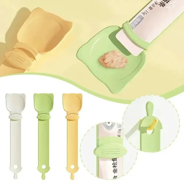 Cat Strip Squeeze Spoon Cat Strip Feeder Cat Wet Treats Dispense Spoon Cat Pet Food Spoon Feeding Multi Functional Pet Spoons 3
