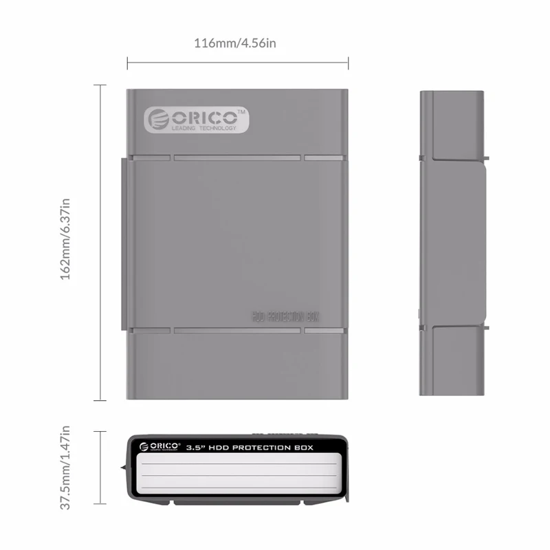 Orico 3.5 Case de Proteção de Disco Rígido Portátil Disco Rígido Case de Armazenamento Externo com à Prova Impermeável Água e à Prova de Choque Case de Disco Rígido - Imagem 3