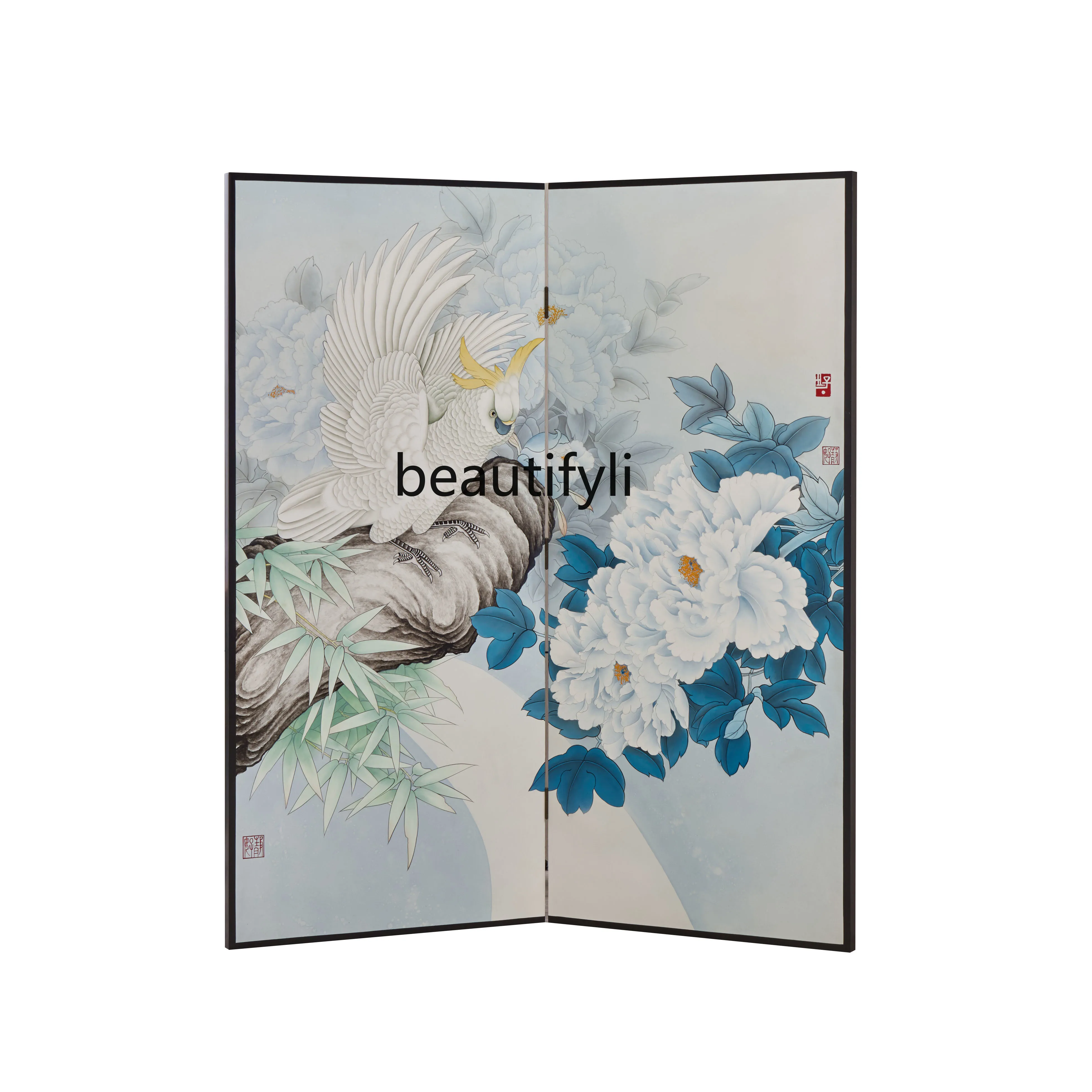 

Modern Hand-Painted Screen Living Room Horizontal Decorative Partition Screen Movable Folding Art