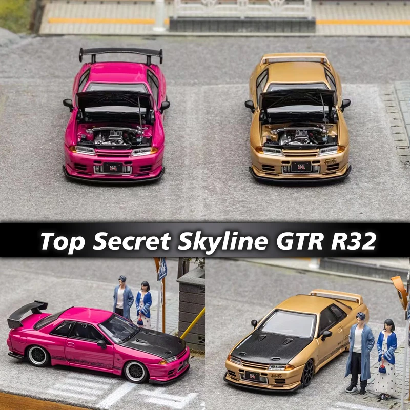

FH в наличии 1:64 Top Secret Skyline GTR R32 VR32, карбоновый капот, литый под давлением, Коллекционная модель автомобиля, миниатюрные игрушки, фокусное расстояние