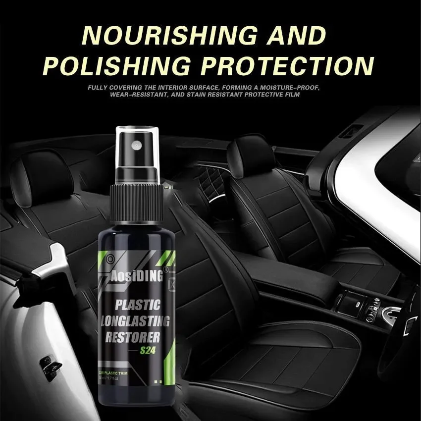 Car Plastic Restorer Crystal Clear Auto Interior Leather & Panel Renewal Wax Coating Agent Back To Black Gloss Car Wax Polish 3