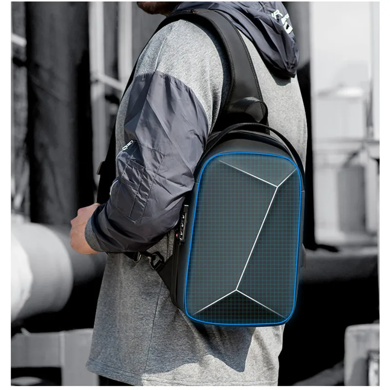 

Твердая Сумка OZUKO Shell для мужчин, многофункциональная нагрудная сумка через плечо с защитой от кражи, без ключа, водонепроницаемая, для коротких поездок