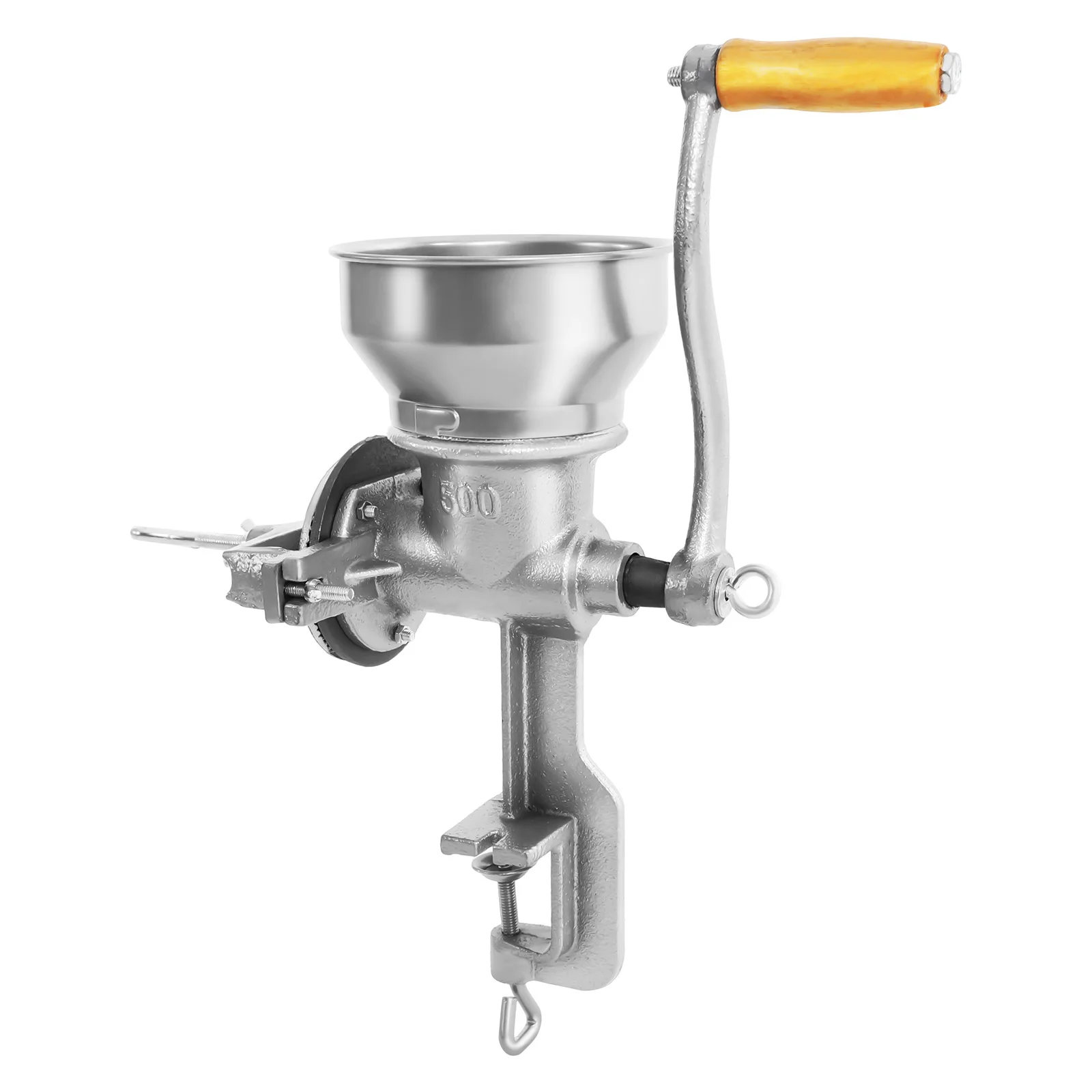 Manuelle Getreidemühle aus Gusseisen, einstellbare Mahlgradeinstellung, 14 cm Trichter für Kaffee/Nüsse/Weizen/Mais, Tischklemm-Design für den Heimgebrauch in der Küche – Detail 7