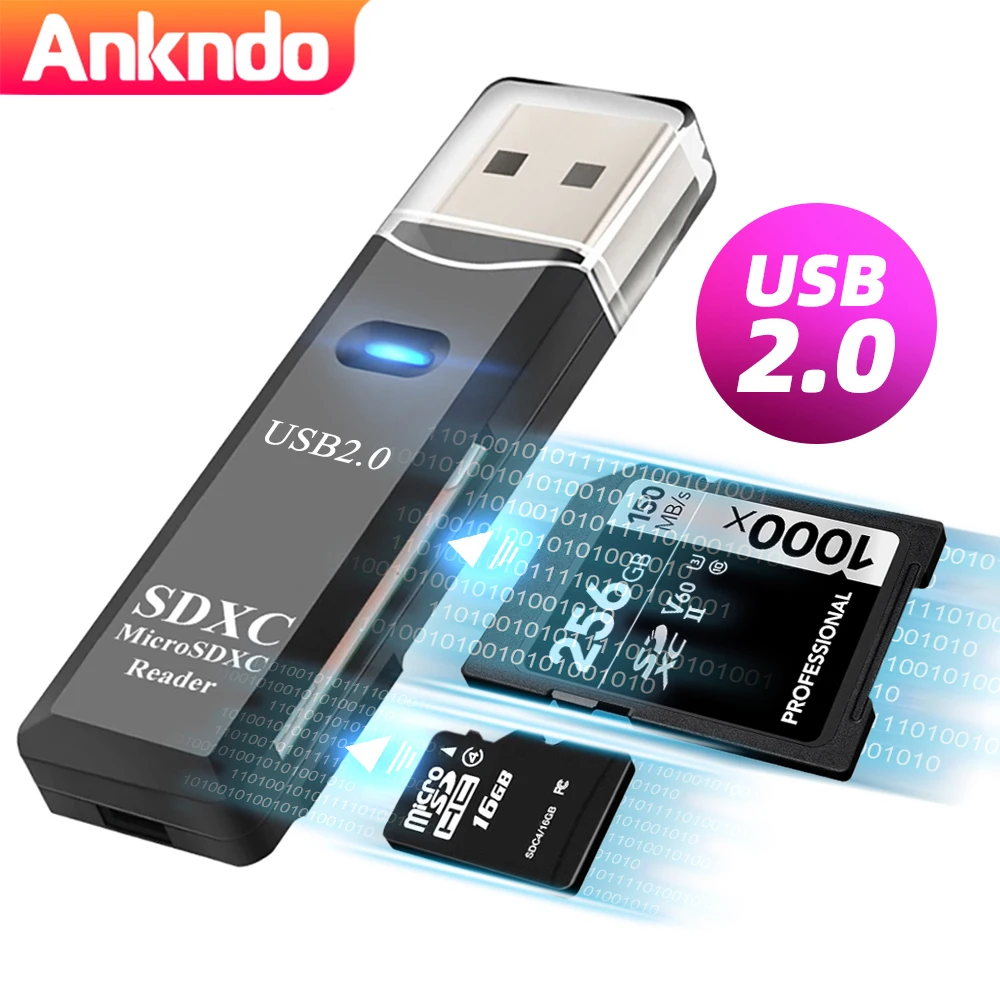 2 In 1 TF SD Card Reader USB 2.0 Cardreader Micro Sd Card To Usb Adaper Smart Flash Drive