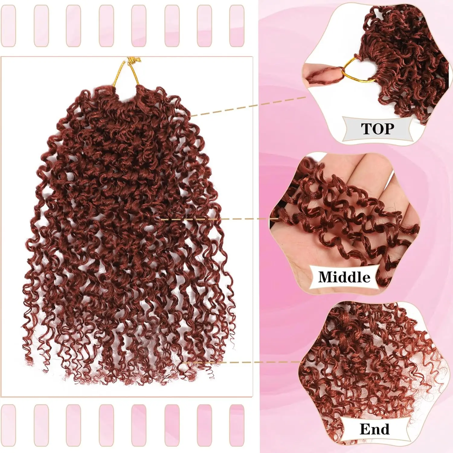 Yanky Twist Crochet Hair 8/12 Inch 1/8Packs Bohemian Passion Twist Spring Mini Twist Crochet Hair for Black Women Synthetic Hair 3