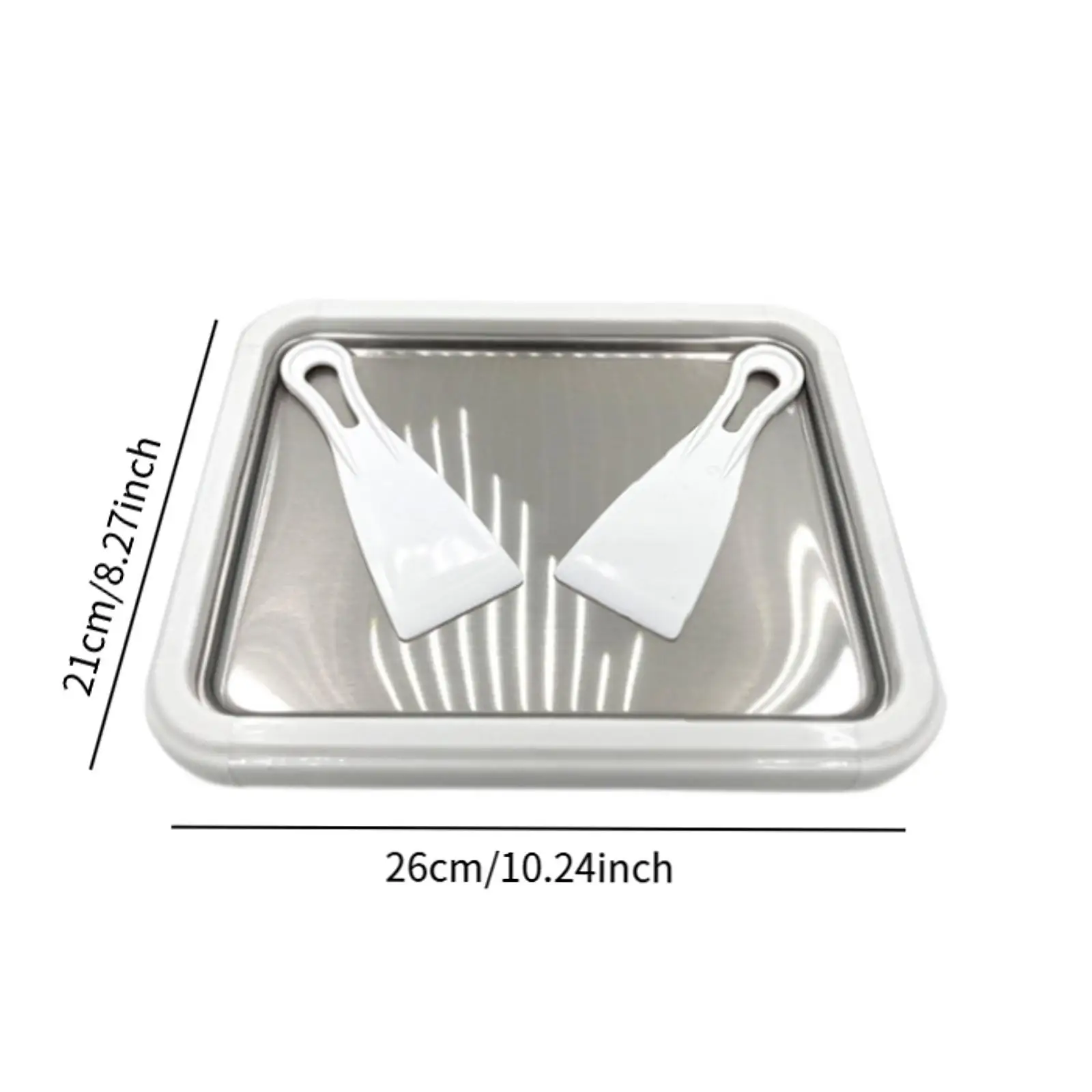 Ice Cream Pan with 2 Scrapers Summer Easy to Use Sweet Dessert Plate Fun Parent Child Activities Versatile Roll Ice Cream Maker