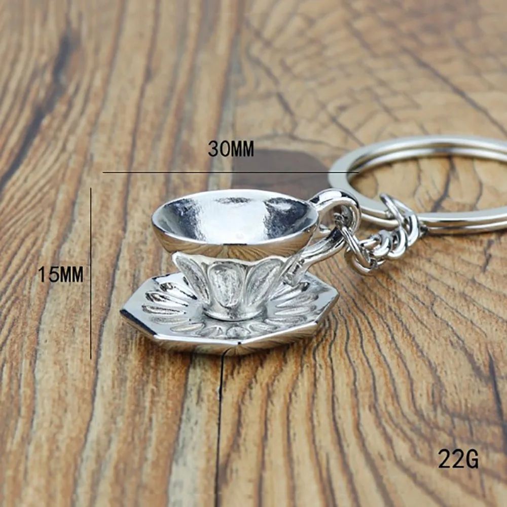 Metal 3D Creative Coffee Keychain Mini Cute Moka Pitcher Keyring Creative Accessories Creative Barista Coffee Keychain Girl Gift