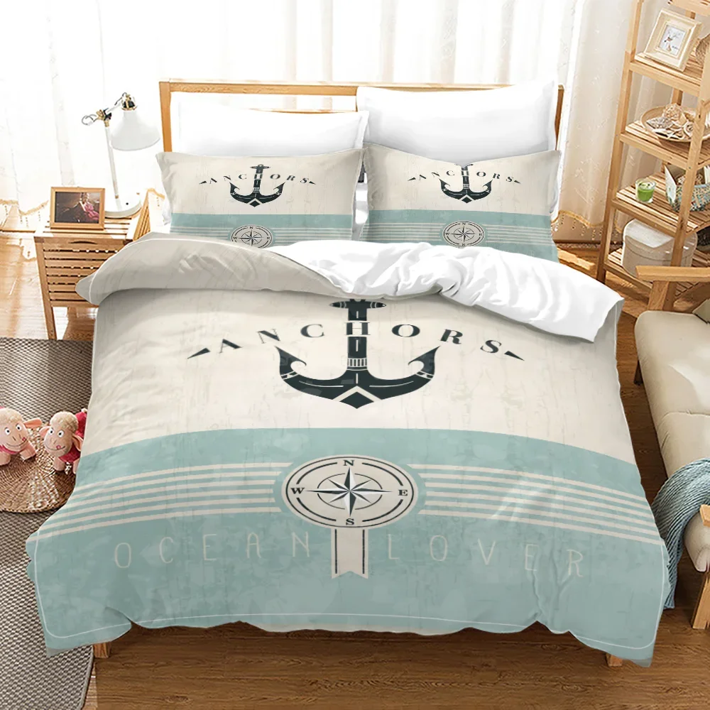 

Marine Anchor Pattern Duvet Cover Set Fashion Bedding Set Ultra Soft Quilt Cover and Pillowcases for Kids Teens Boys Bedroom