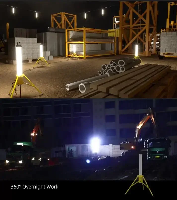New Product Outdoor Hanging Portable Connectable IP54 65W Construction Site Camping LED 360 Beam Angle Cylindrical Work Light