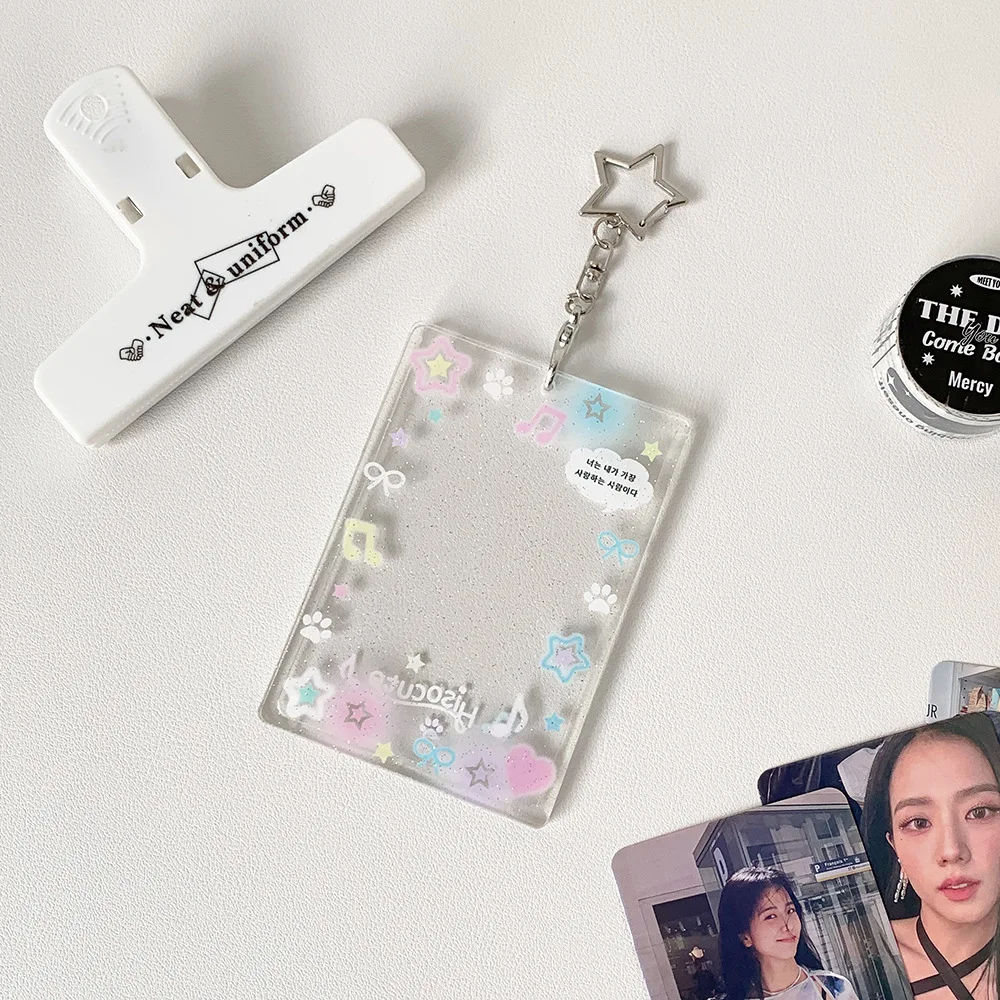 Acrylic Cartoon Photocard Holder Keychain - Versatile ID and Card Holder