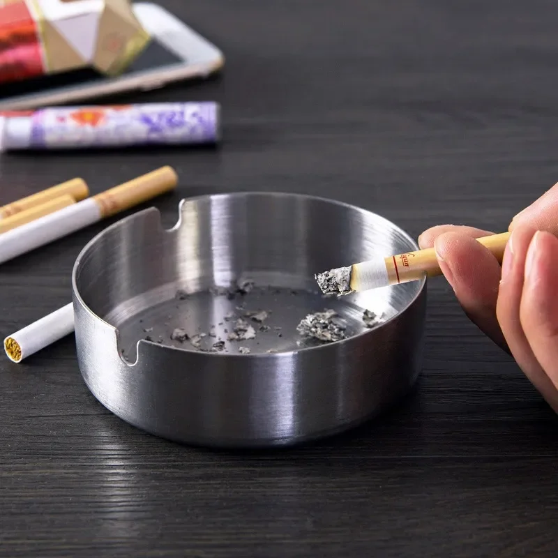 

Stainless Steel Smoking Ashtrays Cigarette Accessory Round Cigarette 8cm/12cm Dia
