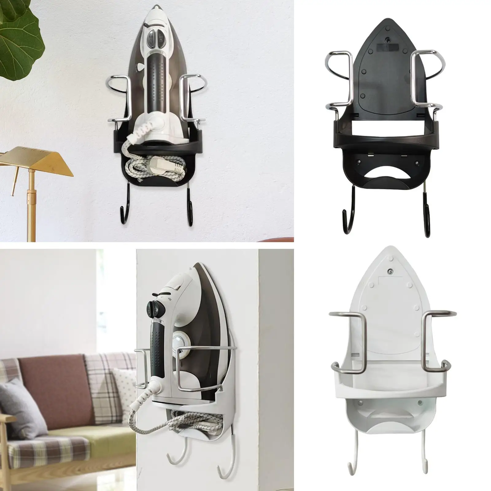 Ironing Board Accessories Ironing board holder with hooks Easy installation of heat-resistant iron hangers Board Ironing Hotel Storage Holder Iron Rack