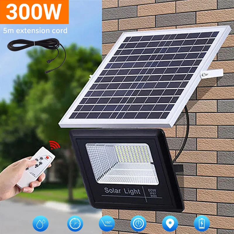 Solar wall light outdoor waterproof hanging high-light LED remote floodlight garden