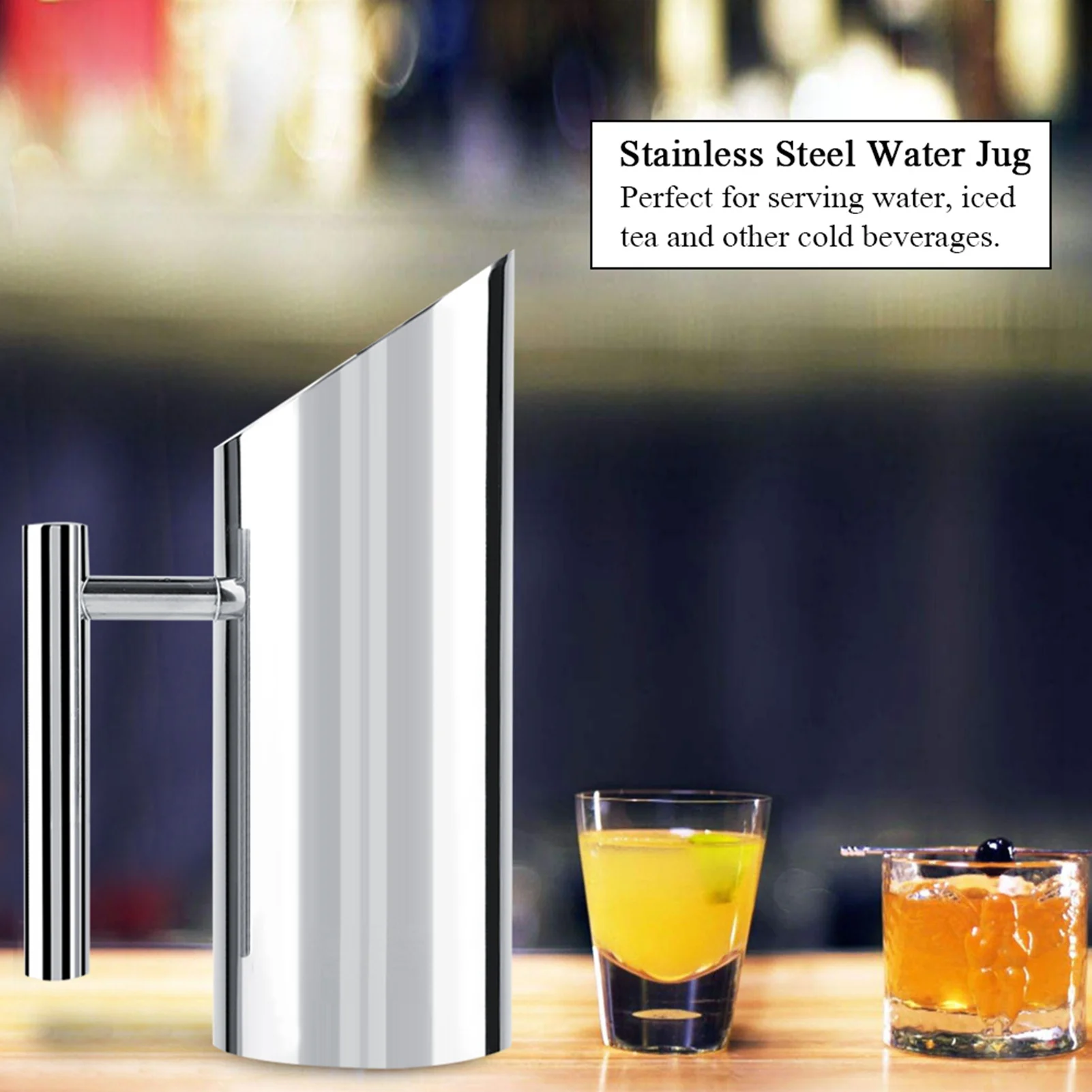 Stainless Steel Water Jug with Ice Guard Cold Drinking Pitcher Home Hotel Serving Tool
