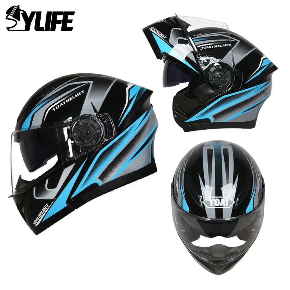 

Motorcycle Helmet Modular Casco Moto Helmet Detachable Full Face Helmet Safety Approved Double HD Visors Motocross Helmet