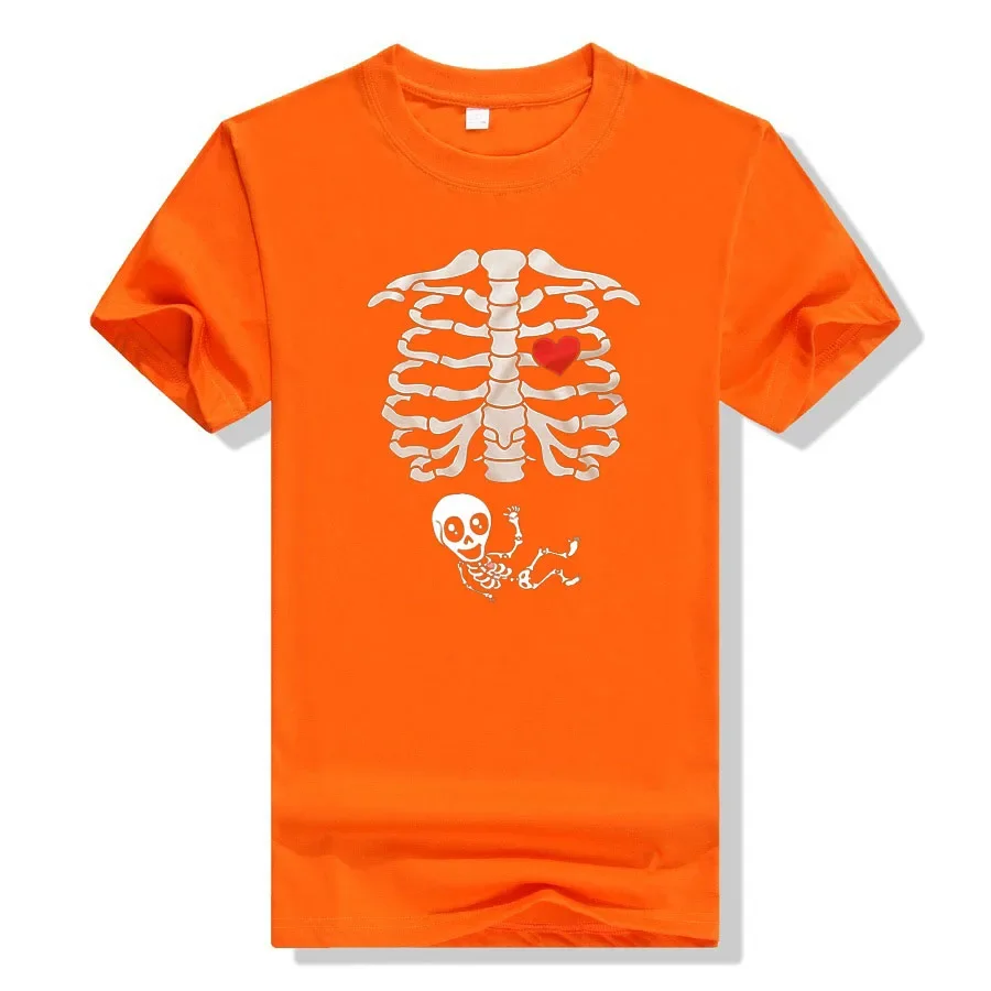 Maternity Halloween Skeleton T-Shirts Couple X-ray Baby Pregnancy Tee Men's Burger Food Funny Pregnancy Announcement Y2k Clothes 4