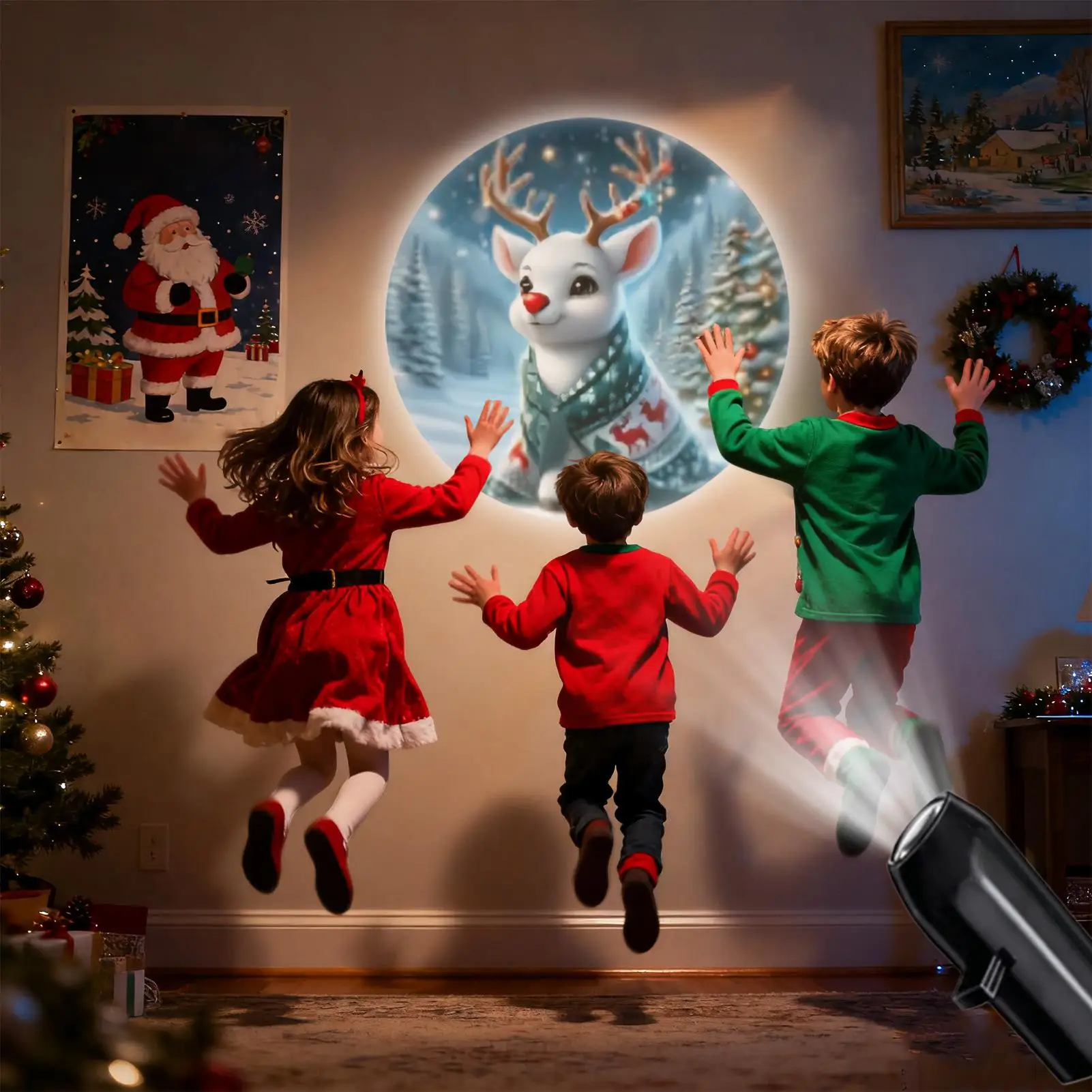 Christmas Projector Lights Outdoor 3 Patterns LED USB Rechargeable Holiday Supplies Party Light Projection For Birthday Party