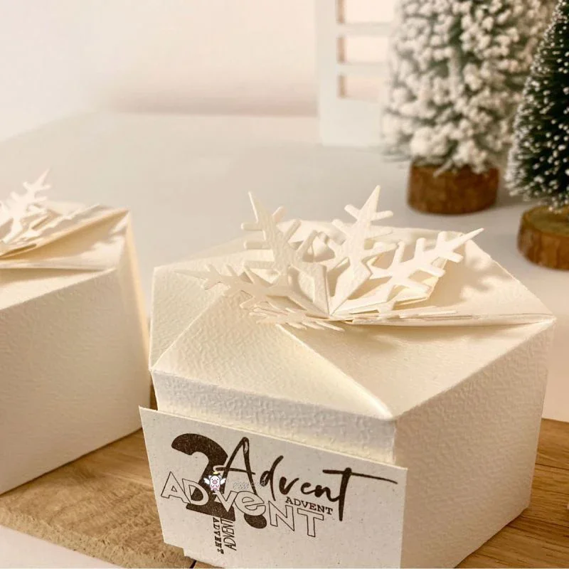 Mmao Craft Metall-Stanzformen, 3D-Falt-Schneeflockenbox, Scrapbook-Papier-Bastelmesser, Schablonen, Stanzformen – Detail 5