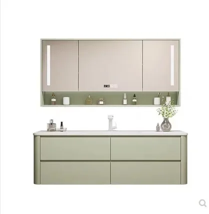 Combination Whole Washbin Skin Feeling Circular Arc Oak Paint Cabinet Body Simple Bathroom Table