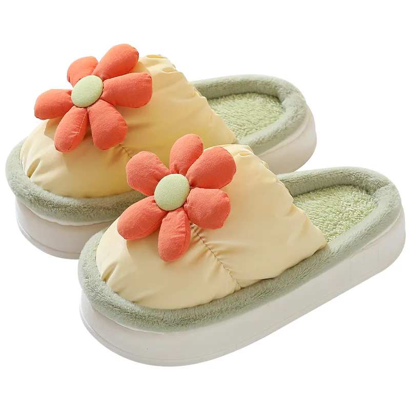 female winter cotton slippers on shit feeling thick bottom waterproof non-slip warm indoor  male wholesale cotton slippers