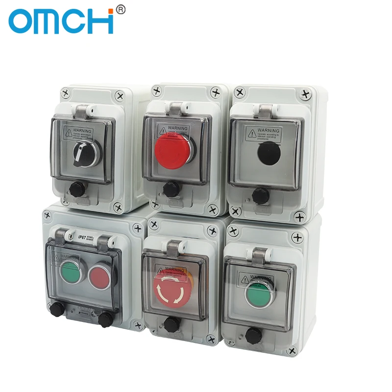 OMCH-Emergency Stop Control Button Switch Box, Outdoor Protect Shield, Waterproof, Leakage Stop Buttons, Controlling Case, IP67