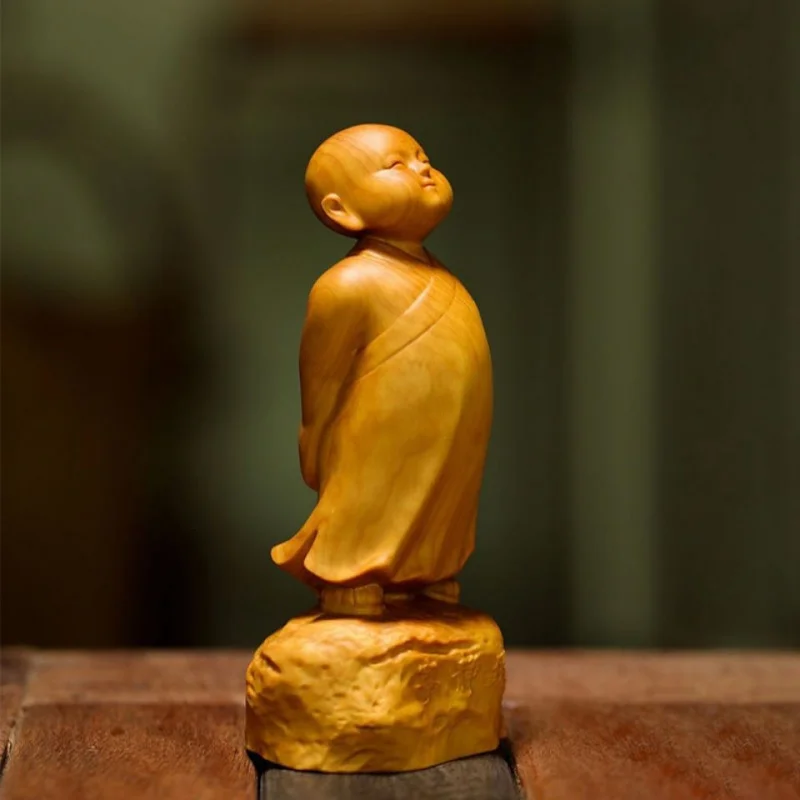 

Taihang Thuja Sutchuenensis резьба по дереву Zen Little украшения в виде монахов Тихая резьба по дереву Zhiyuan статуя Будды из массива дерева чай Orna