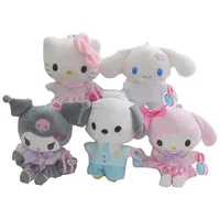 20pcs/lot 12cm Cute college uniform Kuromi Plush Toys Keyring Melody Monster dolls Pendant Key chain Gifts  for Children 1