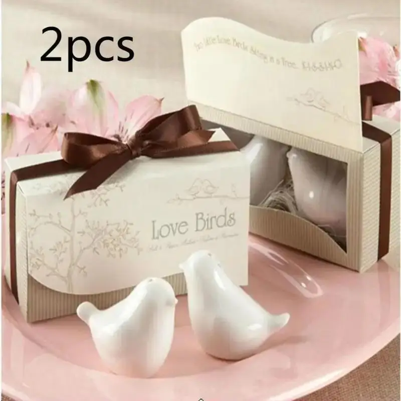 2Pcs/Set Ceramic Love Bird Seasoning Bottle Gift Box Wedding Companion Gift Classmate Party Souvenir Home Kitchen Seasoning Box